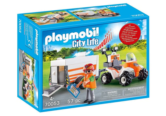 Playmobil, zestaw figurek Quad ratowniczy z przyczepą Playmobil