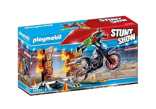 Playmobil, zestaw z pojazdem Stunt Show 70553 Motor z płonącą przeszkodą Playmobil