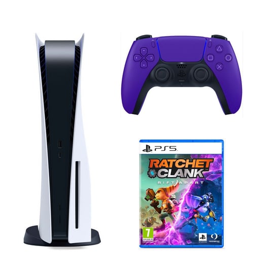 Playstation 5 Konsola B Chassis + Kontroler bezprzewodowy DualSense PS5 Purple+ Gra Ratchet & Clank: Rift Apart Sony Interactive Entertainment