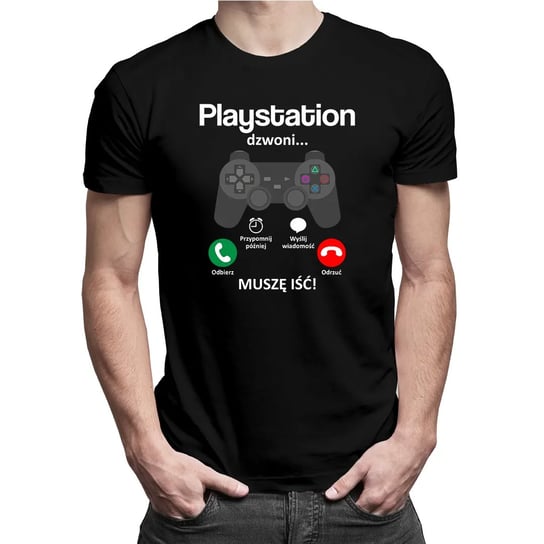 Playstation dzwoni, muszę iść - męska koszulka z nadrukiem Koszulkowy