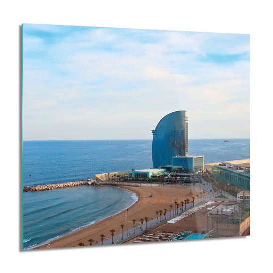 Plaża miasto morze foto na szkle na ścianę, 60x60 cm ArtPrintCave