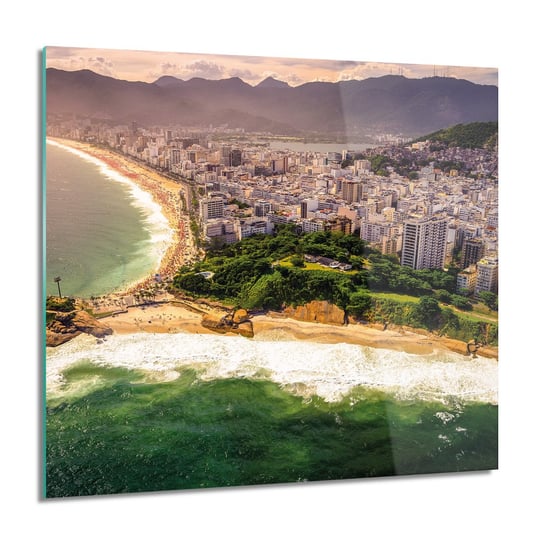 Plaża miasto panorama obraz na szkle ścienny, 60x60 cm ArtPrintCave