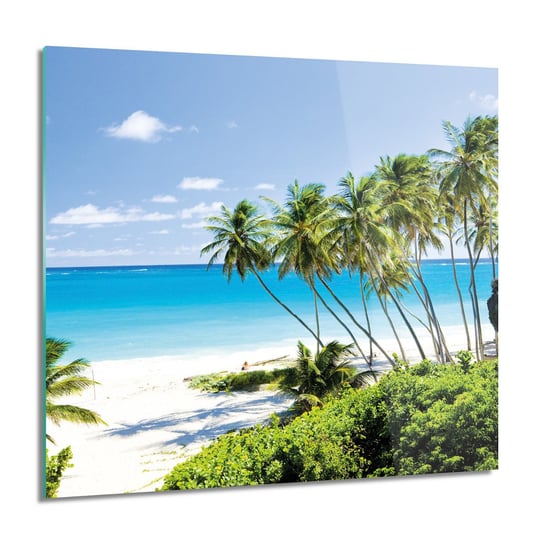 Plaża palmy morze kwadrat obraz na szkle, 60x60 cm ArtPrintCave