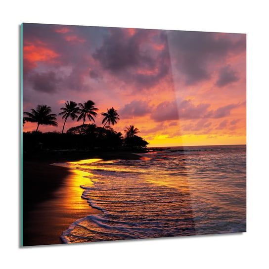 Plaża palmy słońce foto szklane na ścianę, 60x60 cm ArtPrintCave