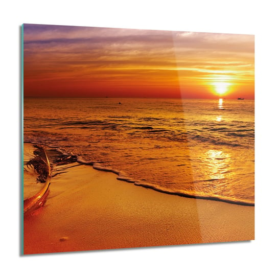 Plaża zachód słońca foto na szkle na ścianę, 60x60 cm ArtPrintCave