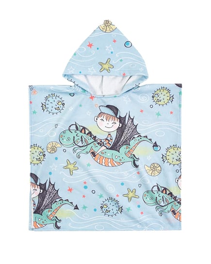 Plażowe poncho dla dzieci z kapturem ze smokiem 50x50 cm Hamur Home