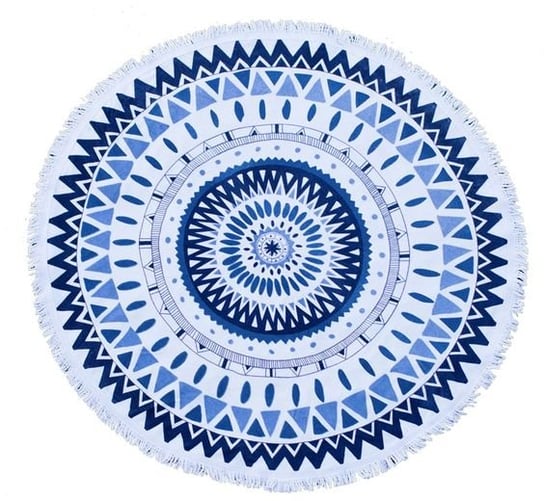 Plażowy ręcznik okrągły MÓWISZ I MASZ, Mandala 001, niebiesko-biały, 150 cm Mówisz i Masz