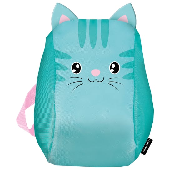 Plecak dla przedszkolaka dla dziewczynki niebieski Derform 10 Kot jednokomorowy Derform