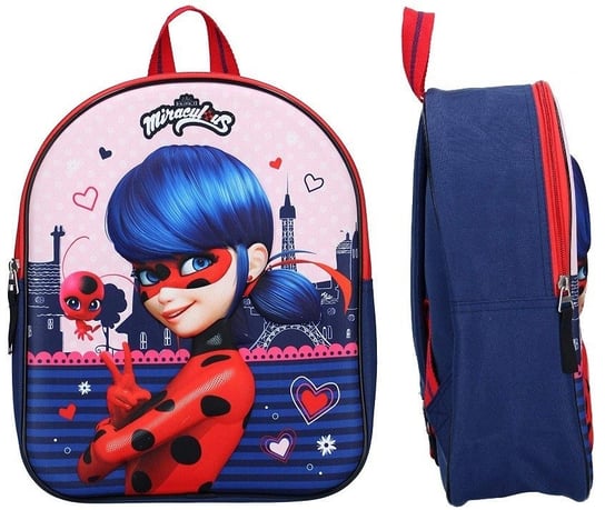 Plecak dla przedszkolaka dla dziewczynki niebieski Vadobag Biedronka i Czarny Kot jednokomorowy Vadobag