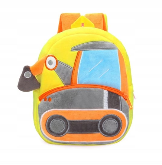Plecak dla przedszkolaka dziewczynki i chłopca jasnożółty z maszynami budowlanymi dwukomorowy Inna marka