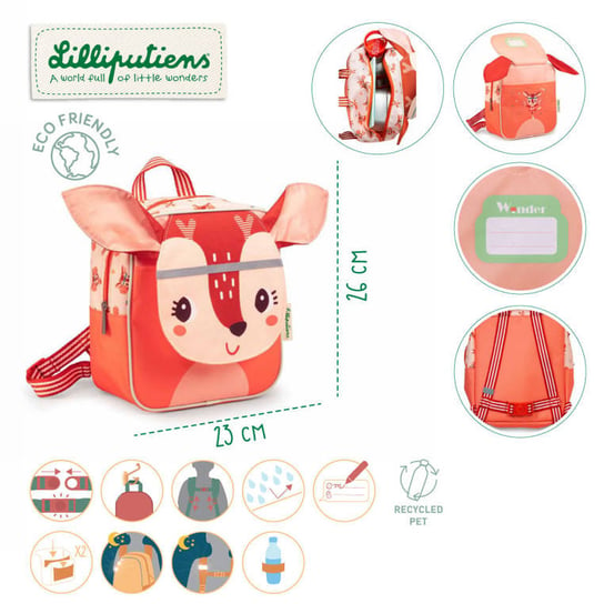 Plecak dla przedszkolaka dziewczynki i chłopca pomarańczowy Lilliputiens Lilliputiens