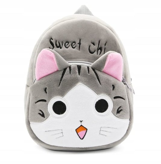 Plecak dla przedszkolaka dziewczynki jasnoszary kotek Kawaii dwukomorowy Inna marka
