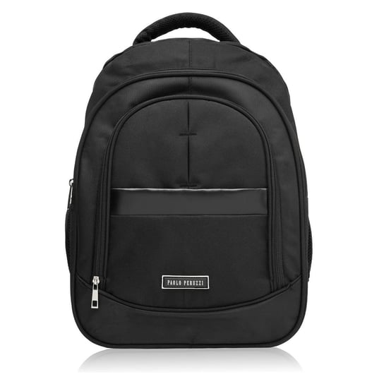Plecak Męski Do Pracy Do Szkoły Czarny Wegański Na Laptopa T-120-Bl Paolo Peruzzi