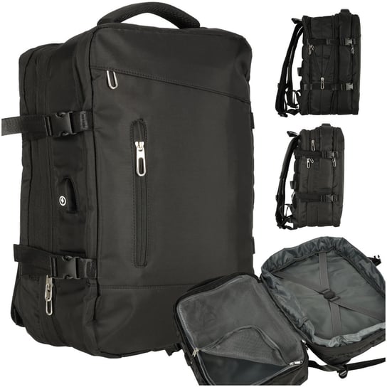 Plecak Podróżny Na Laptopa Rozkładany 26-36L Kabel Usb Pojemny Wodoodporny Czarny Inna marka