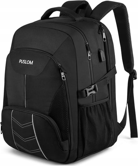 PLECAK PODRÓŻNY SZKOLNY TURYSTYCZNY NA LAPTOPA PUSLOM 55l CZARNY DUŻY USB Karcher