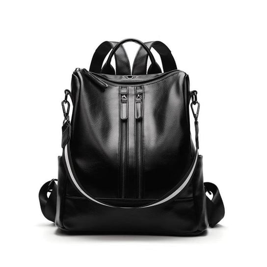 Plecak skóra woskowana elegancki model - black PL148CZ KEMER