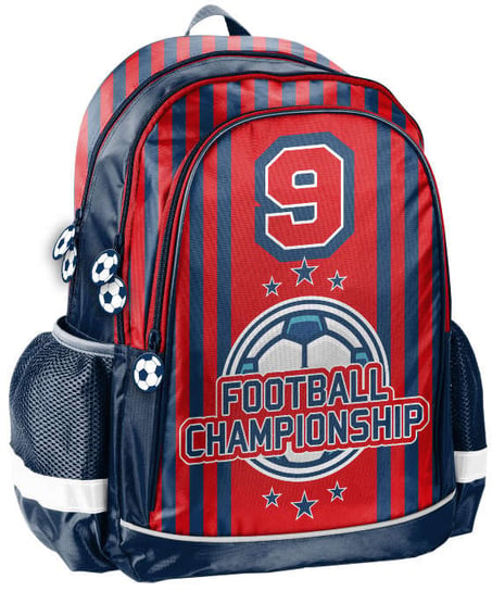 Plecak szkolny dla chłopca czerwony Paso piłka nożna dwukomorowy Paso