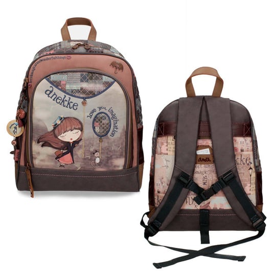 Plecak szkolny dla chłopca i dziewczynki brązowy Anekke jednokomorowy Anekke