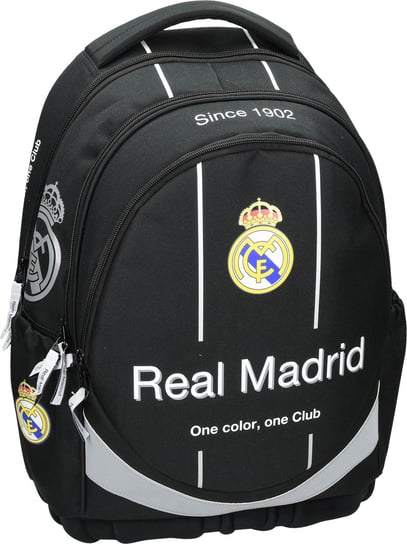 Plecak szkolny dla chłopca i dziewczynki czarny Eurocom Real Madryt trzykomorowy Eurocom