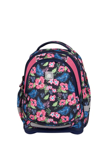 Plecak szkolny dla chłopca i dziewczynki czarny Mybaq kwiaty trzykomorowy Mybaq