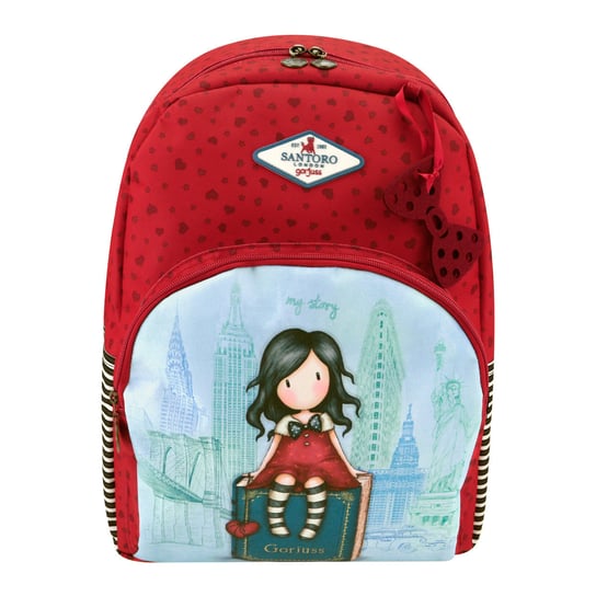Plecak szkolny dla chłopca i dziewczynki czerwony Santoro London Santoro Gorjuss Gorjuss jednokomorowy Santoro London