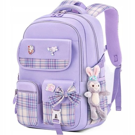 Plecak szkolny dla chłopca i dziewczynki fioletowy kratka Inna marka