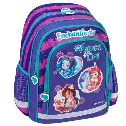 Plecak szkolny dla chłopca i dziewczynki fioletowy Starpak Enchantimals dwukomorowy Starpak