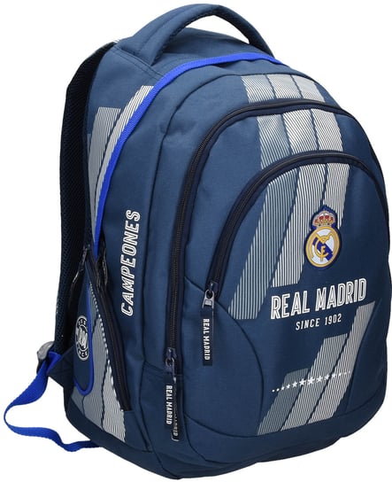 Plecak szkolny dla chłopca i dziewczynki granatowy Eurocom Real Madryt trzykomorowy Eurocom