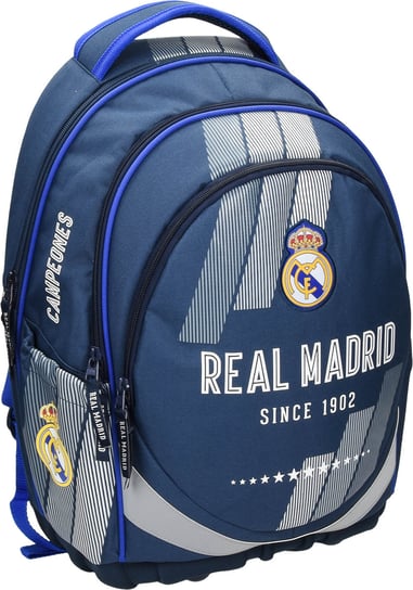 Plecak szkolny dla chłopca i dziewczynki granatowy Eurocom Real Madryt trzykomorowy Eurocom