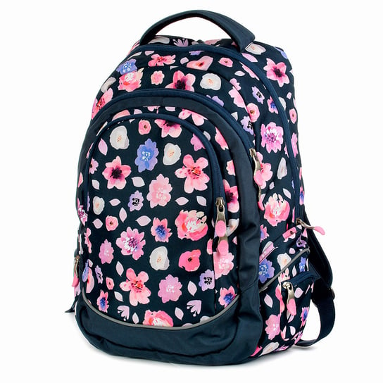 Plecak szkolny dla chłopca i dziewczynki granatowy Paperdot Kolekcja Flower Power dwukomorowy Paperdot