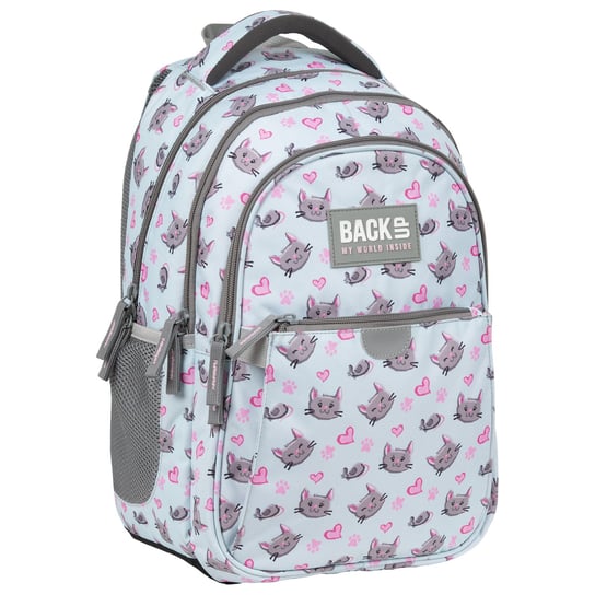 Plecak szkolny dla chłopca i dziewczynki jasnoniebieski BackUp trzykomorowy BackUp