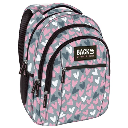 Plecak szkolny dla chłopca i dziewczynki jasnoszary BackUp trzykomorowy BackUp