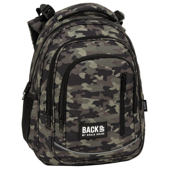 Plecak szkolny dla chłopca i dziewczynki khaki BackUp trzykomorowy BackUp