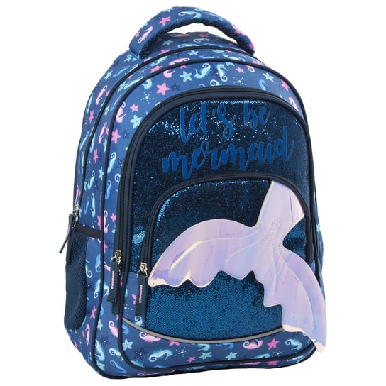 Plecak szkolny dla chłopca i dziewczynki niebieski BackUp trzykomorowy BackUp