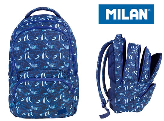 Plecak szkolny dla chłopca i dziewczynki niebieski Milan dwukomorowy Milan