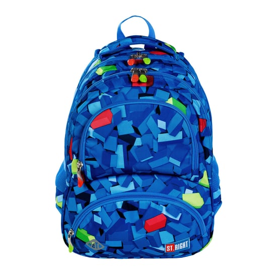 Plecak szkolny dla chłopca i dziewczynki niebieski St.Right czterokomorowy St.Right