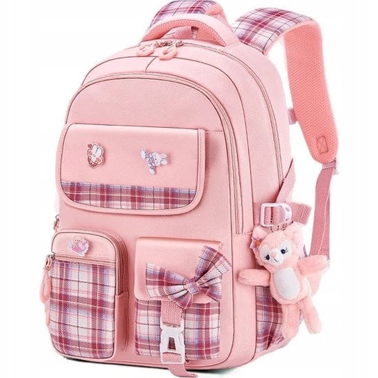 Plecak szkolny dla chłopca i dziewczynki różowy  kratka Inna marka