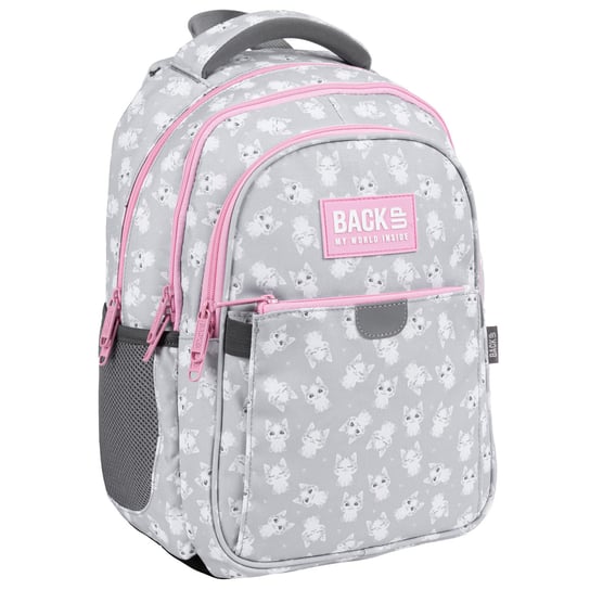 Plecak szkolny dla chłopca i dziewczynki szary BackUp trzykomorowy BackUp
