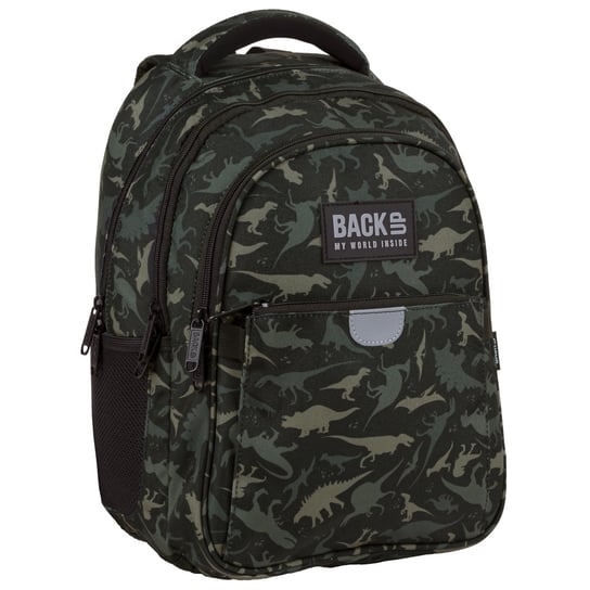 Plecak szkolny dla chłopca i dziewczynki zielony BackUp trzykomorowy BackUp