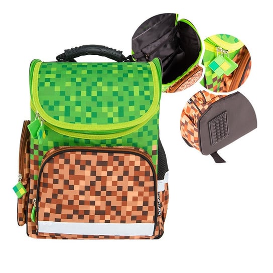 Plecak szkolny dla chłopca i dziewczynki zielony Smiki klocki dwukomorowy Smiki