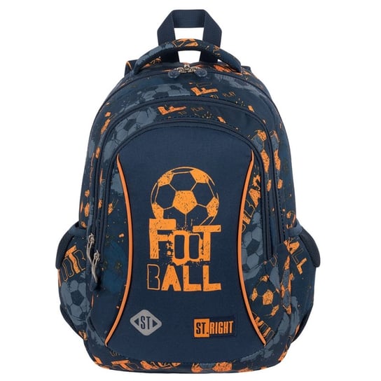 Plecak szkolny dla chłopca pomarańczowy PakaNiemowlaka piłka nożna wielokomorowy PakaNiemowlaka