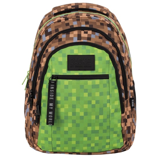 Plecak szkolny dla chłopca zielony BackUp MODEL O68 trzykomorowy BackUp
