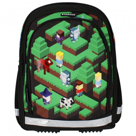 Plecak szkolny dla chłopca zielony Starpak Minecraft Pixele trzykomorowytrzykomorowy Starpak