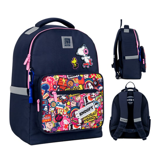 Plecak szkolny dla dziewczynki błękitny KITE Snoopy  jednokomorowy KITE