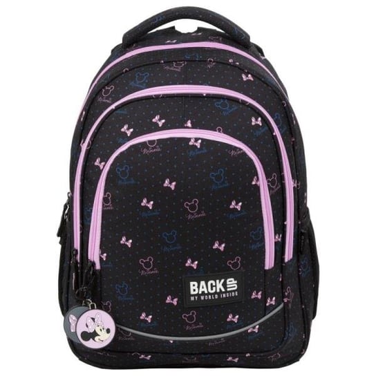 Plecak szkolny dla dziewczynki czarny BackUp Myszka Miki i Mini trzykomorowy BackUp