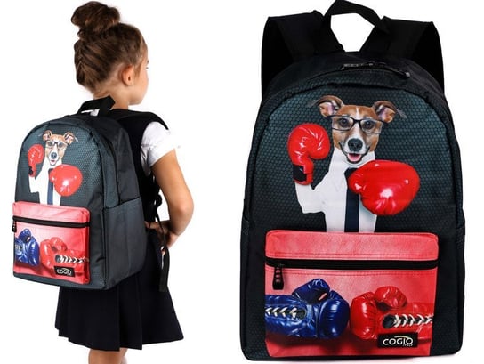 Plecak szkolny dla dziewczynki czarny Caigo M- 5061AM jednokomorowy Cogio