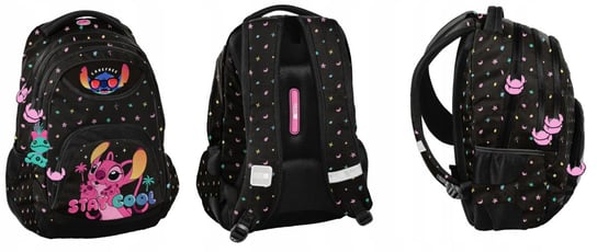 Plecak szkolny dla dziewczynki czarny Paso Lilo i Stitch trzykomorowy Paso