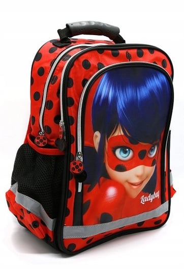 Plecak szkolny dla dziewczynki czerwony MIRACULOUS: BIEDRONKA I CZARNY KOT  jednokomorowy SETINO