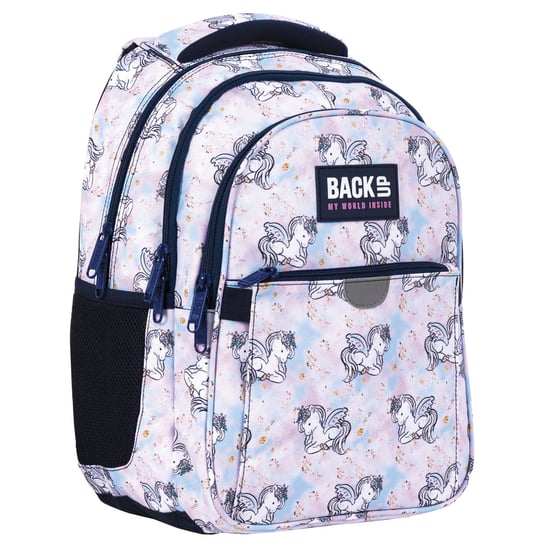 Plecak szkolny dla dziewczynki fioletowy BackUp MODEL P25 jednorożec trzykomorowy BackUp