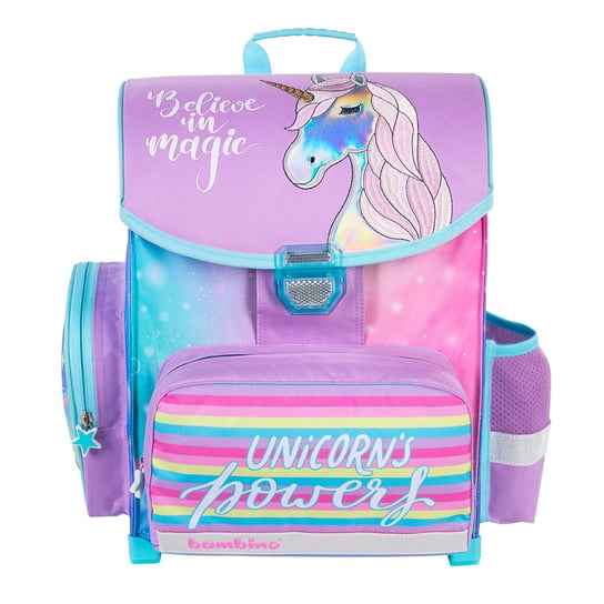 Plecak szkolny dla dziewczynki fioletowy Bambino A3 Unicorn  jednokomorowy Bambino